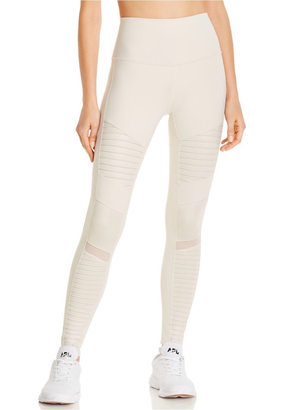 ALO Yoga High-Waist Ribbed Panel Leggings - Cream
